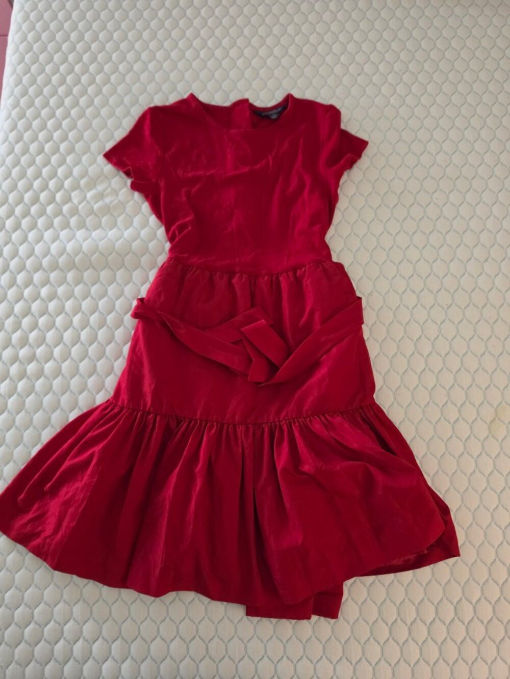 Polo Ralph Lauren Girls Red Tiered Dress Size XL (16) Tie Waist Belt